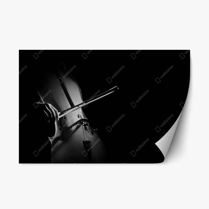 Adesivo riposizionabile emozione del violoncello in bianco e nero