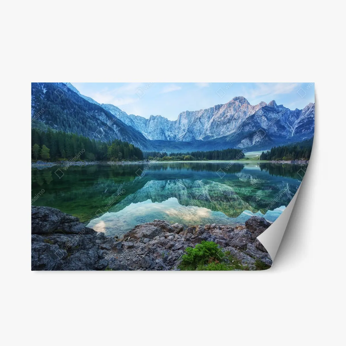 Adesivo riposizionabile riflessi alpini sul Lago di Fusine • Wallissimo®