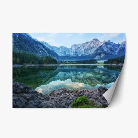 Adesivo riposizionabile riflessi alpini sul Lago di Fusine • Wallissimo®
