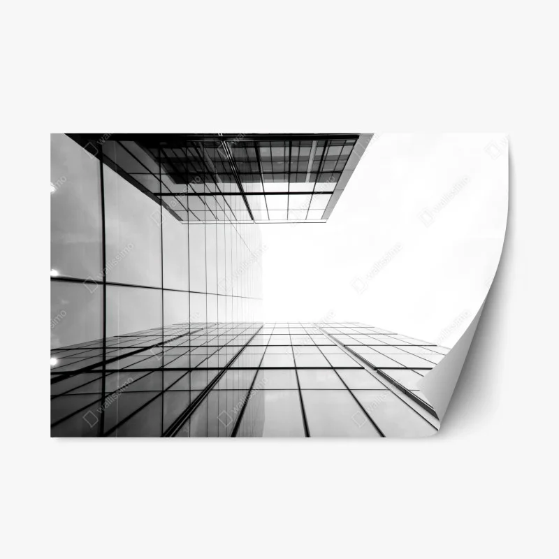 Adesivo riposizionabile prospettiva verticale di grattacielo in vetro