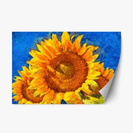 Adesivo riposizionabile girasoli vibranti in stile post-impressionista • Wallissimo®