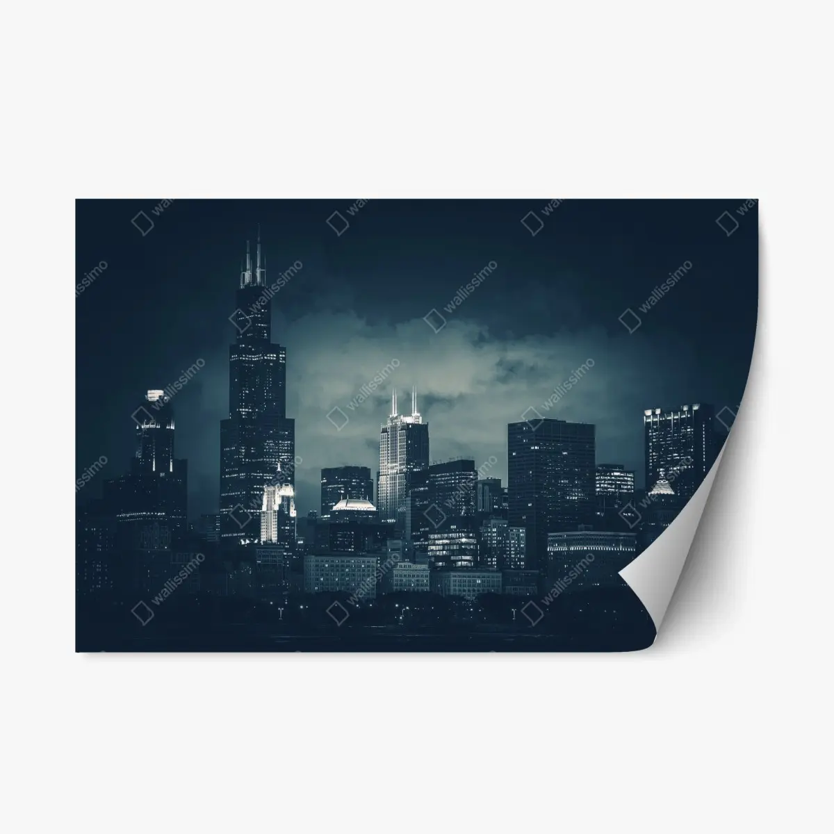 Adesivo riposizionabile notte urbana su Chicago • Wallissimo®