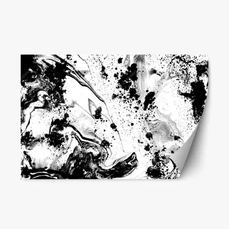 Adesivo riposizionabile astrazione marmorea in bianco e nero • Wallissimo®