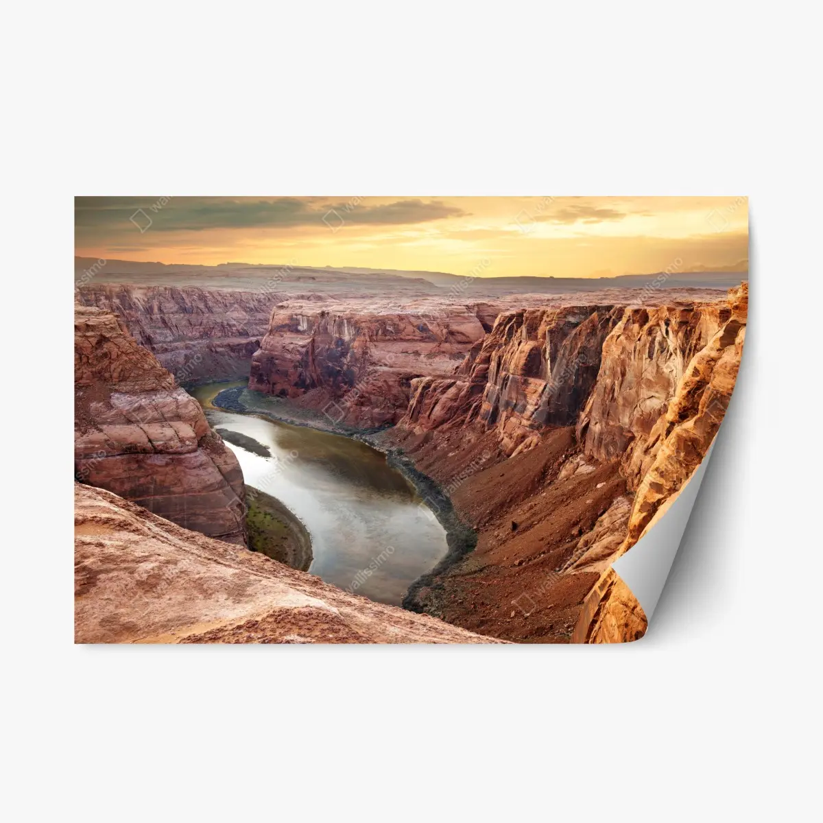 Adesivo riposizionabile panoramica del Horseshoe Bend sul fiume Colorado al tramonto • Wallissimo®