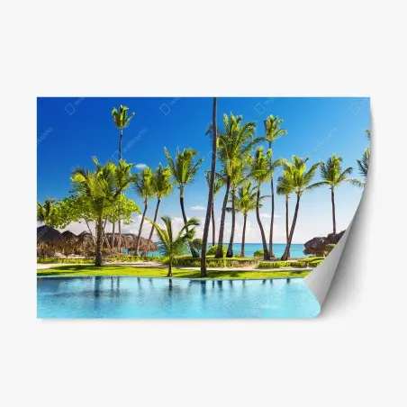 Adesivo riposizionabile spiaggia paradisiaca a Punta Cana • Wallissimo®
