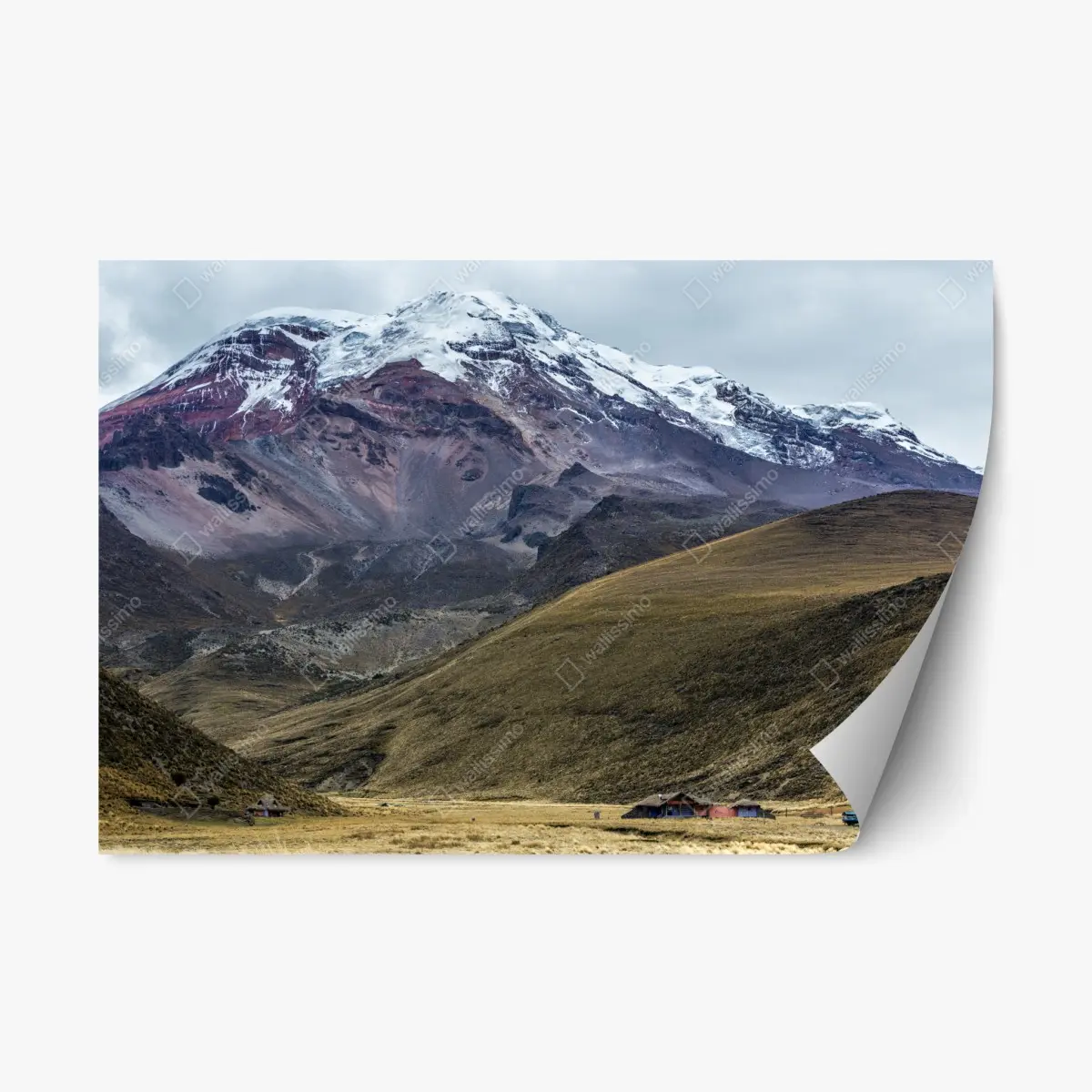 Adesivo riposizionabile paesaggio montano con vette innevate • Wallissimo®