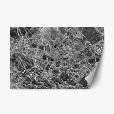 Adesivo riposizionabile marmo nero con venature naturali • Wallissimo®