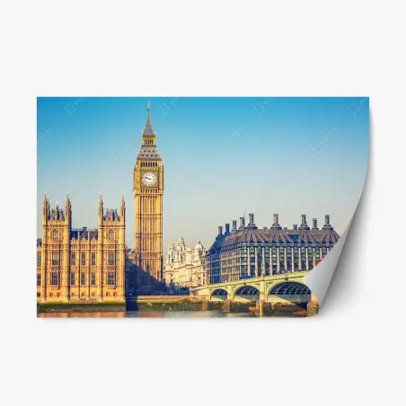 Adesivo riposizionabile tramonto su Westminster e Big Ben a Londra • Wallissimo®