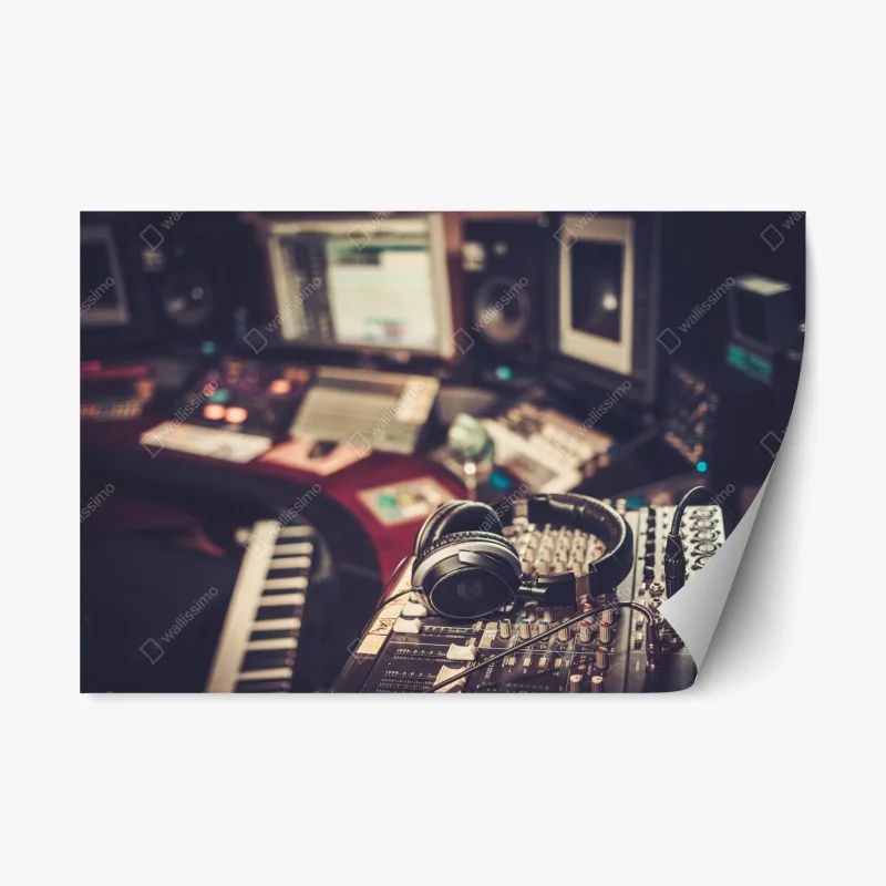 Adesivo riposizionabile notturno da studio: dettaglio di una console di registrazione