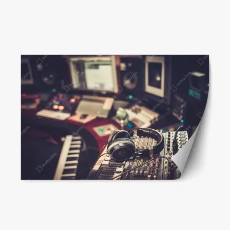 Adesivo riposizionabile notturno da studio: dettaglio di una console di registrazione • Wallissimo®
