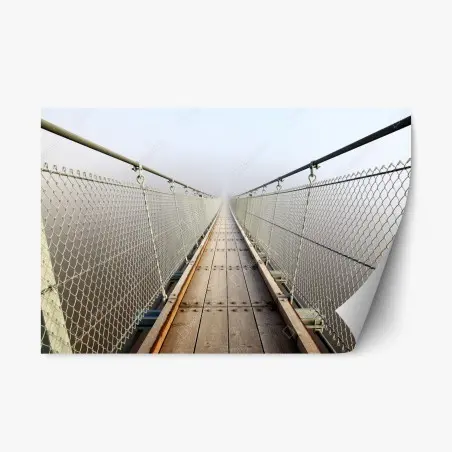 Adesivo riposizionabile passerella sospesa nella nebbia • Wallissimo®