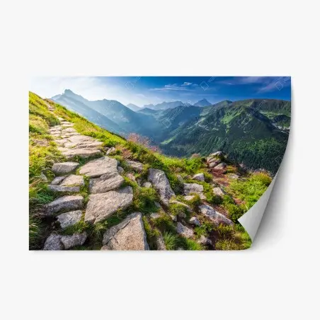 Adesivo riposizionabile alba sui Tatra: sentiero panoramico tra le cime • Wallissimo®