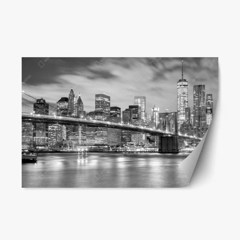 Adesivo riposizionabile notturno di Manhattan con il ponte di Brooklyn