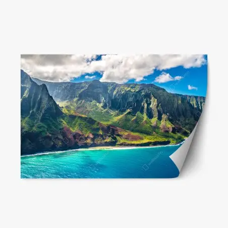 Adesivo riposizionabile panorama costiero della Na Pali, Kauai • Wallissimo®