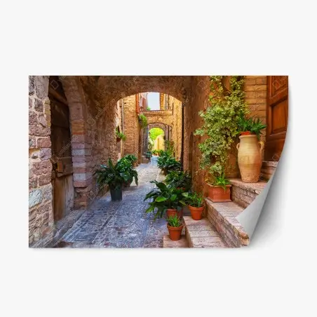 Adesivo riposizionabile angolo fiorito a Spello, Umbria • Wallissimo®