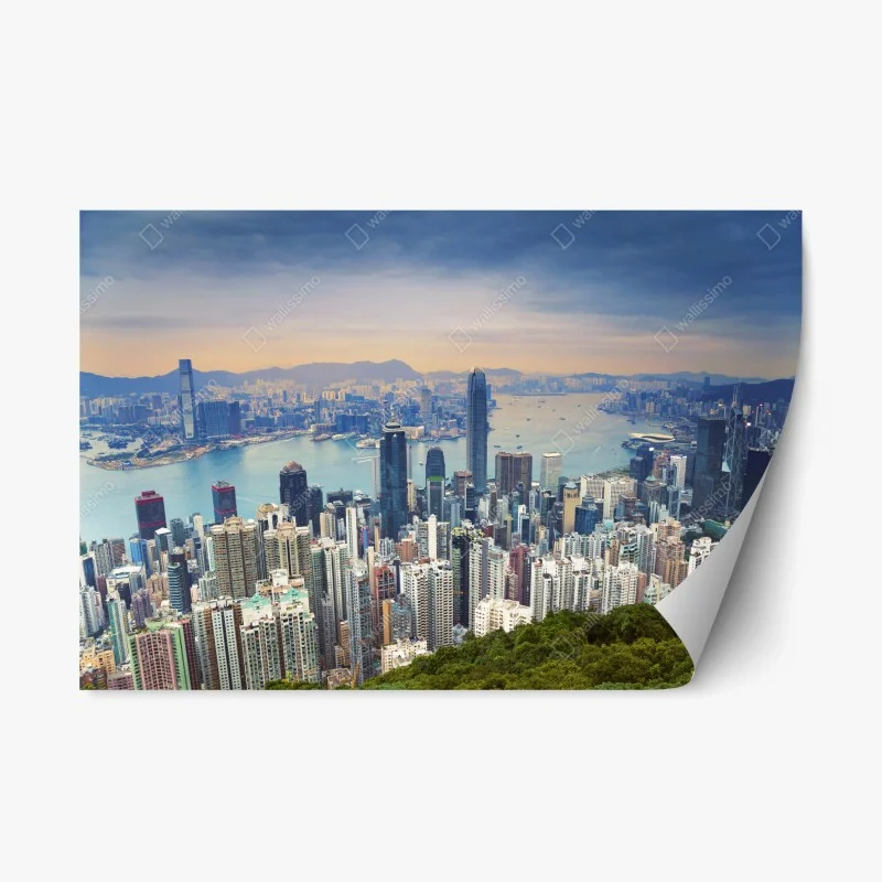 Adesivo riposizionabile vista panoramica di Hong Kong al tramonto
