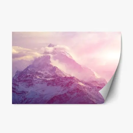 Adesivo riposizionabile montagna rosa al crepuscolo • Wallissimo®