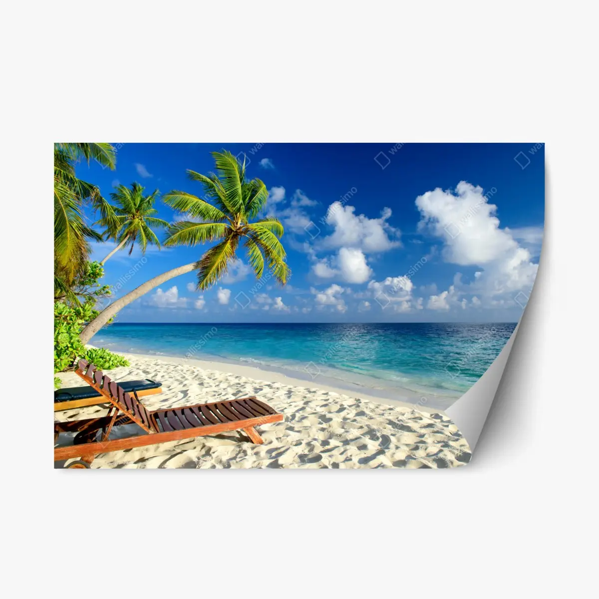 Adesivo riposizionabile spiaggia paradisiaca alle Maldive • Wallissimo®