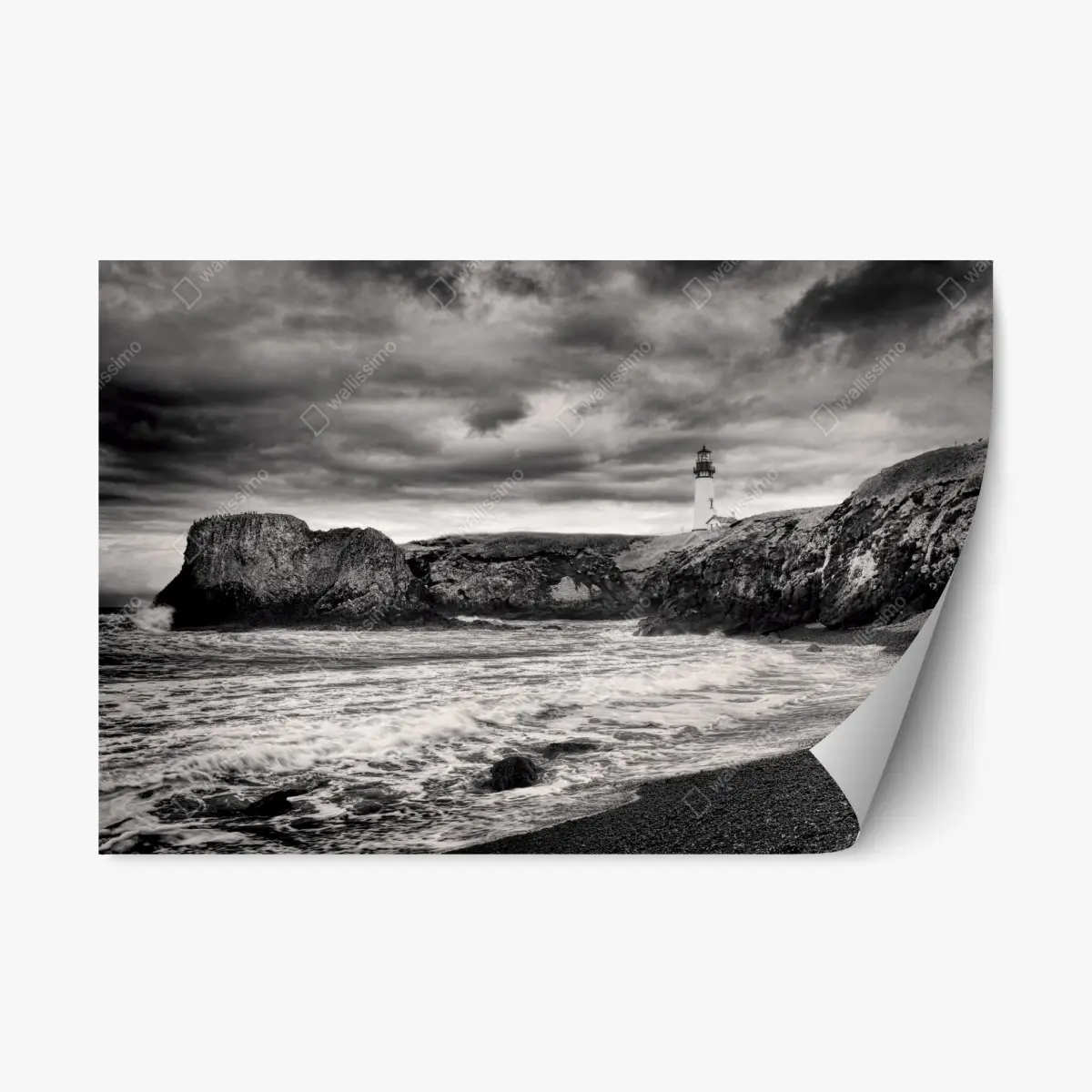 Adesivo riposizionabile faro di Yaquina Bay sulla costa tempestosa • Wallissimo® Adesivo riposizionabile faro di Yaquina Bay sulla costa tempestosa • Wallissimo®
