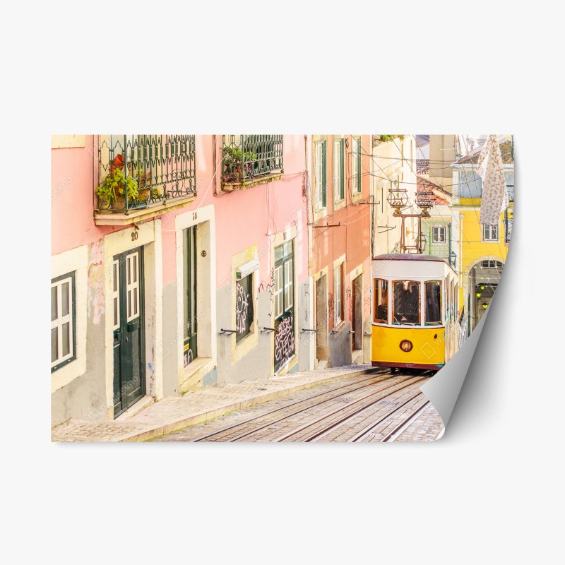 Adesivo riposizionabile tram giallo per le strade di Lisbona