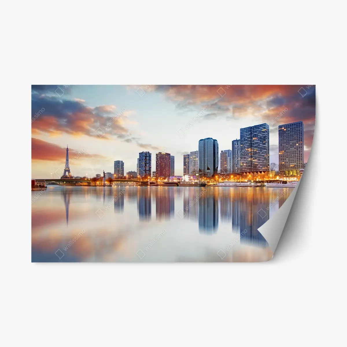 Adesivo riposizionabile tramonto sulla Senna a Parigi • Wallissimo®