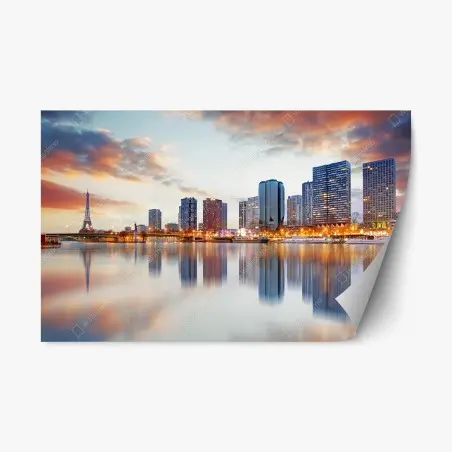 Adesivo riposizionabile tramonto sulla Senna a Parigi • Wallissimo®