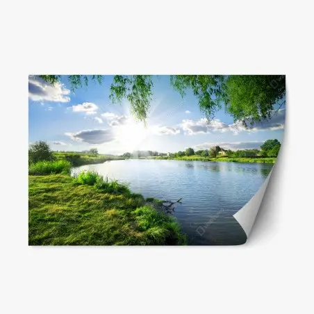 Adesivo riposizionabile giorno soleggiato sul fiume • Wallissimo®