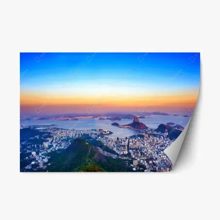 Adesivo riposizionabile panorama mozzafiato di Rio de Janeiro al tramonto • Wallissimo®