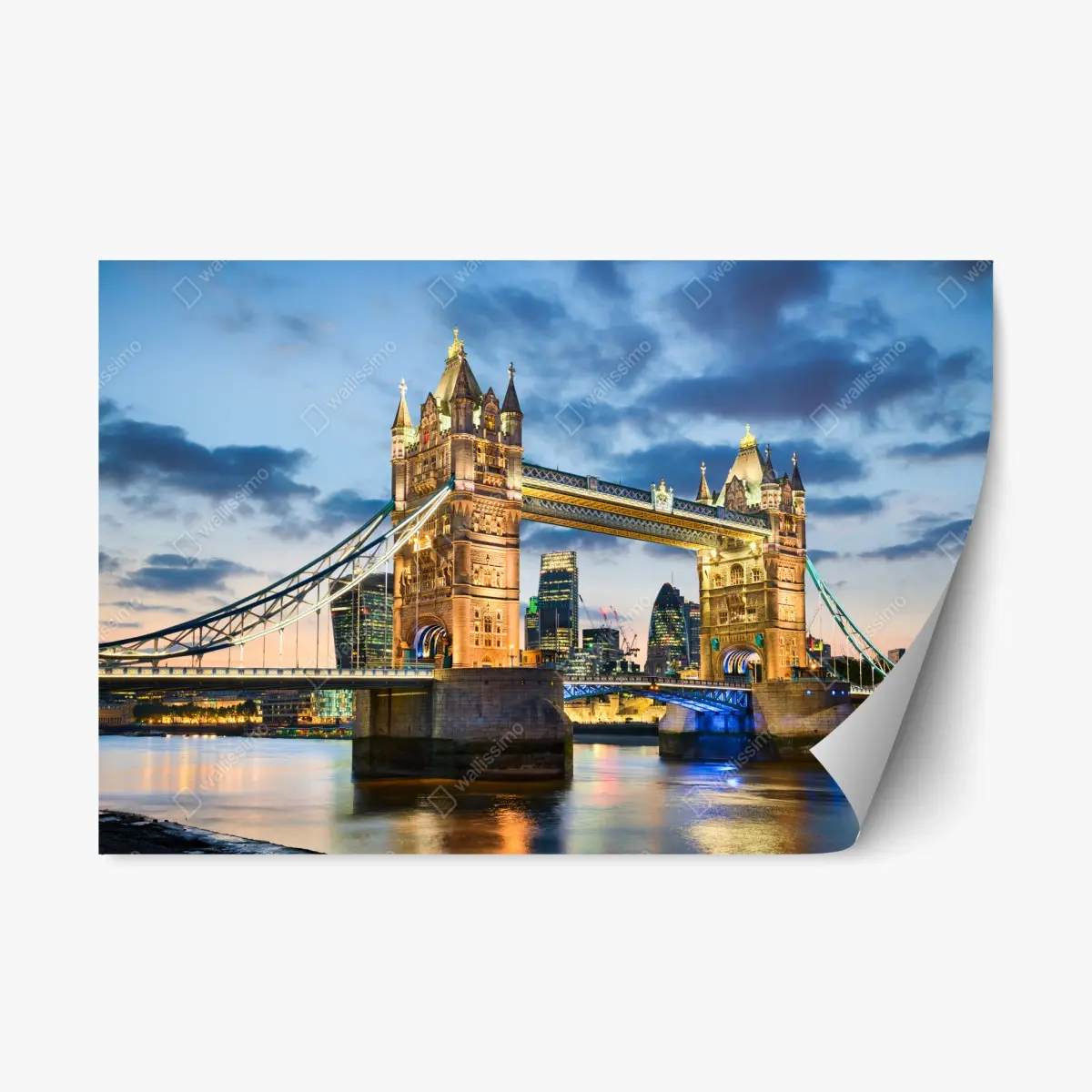 Adesivo riposizionabile tramonto sul Tower Bridge di Londra • Wallissimo®