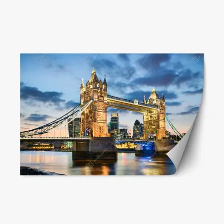 Adesivo riposizionabile tramonto sul Tower Bridge di Londra • Wallissimo®