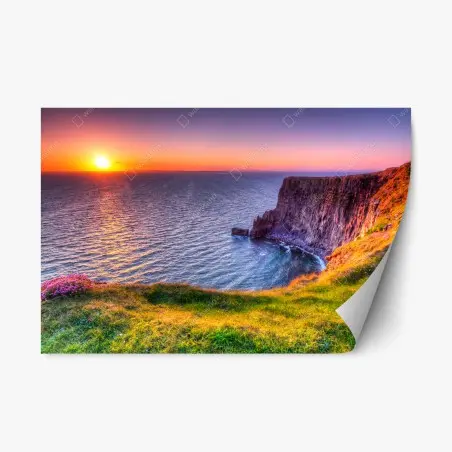 Adesivo riposizionabile tramonto sulle scogliere dorate • Wallissimo®