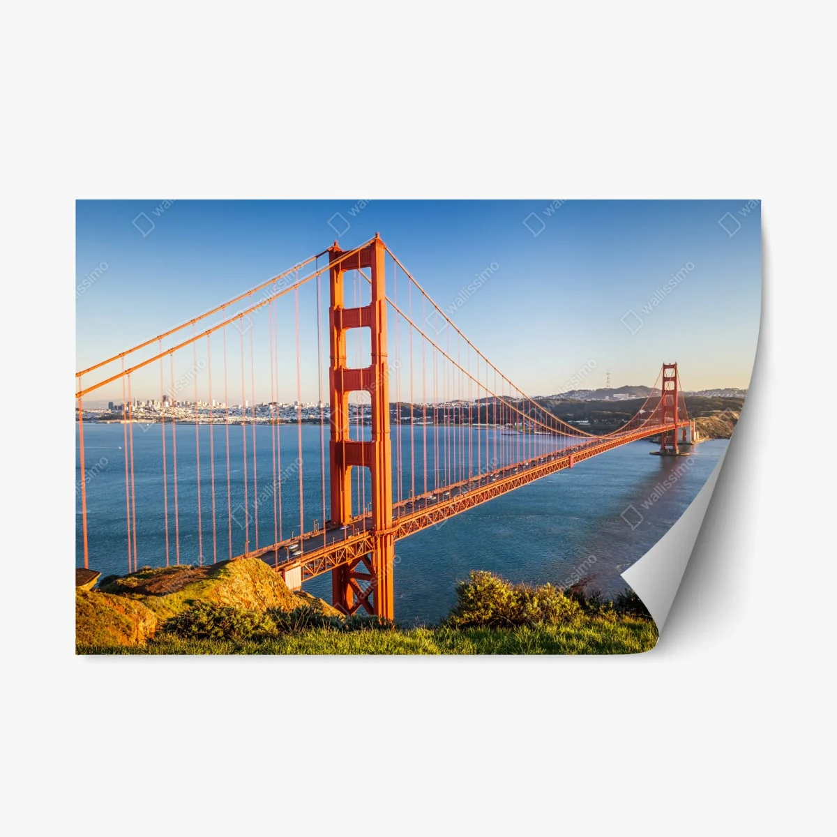 Adesivo riposizionabile paesaggio urbano con Golden Gate a San Francisco • Wallissimo® Adesivo riposizionabile paesaggio urbano con Golden Gate a San Francisco • Wallissimo®