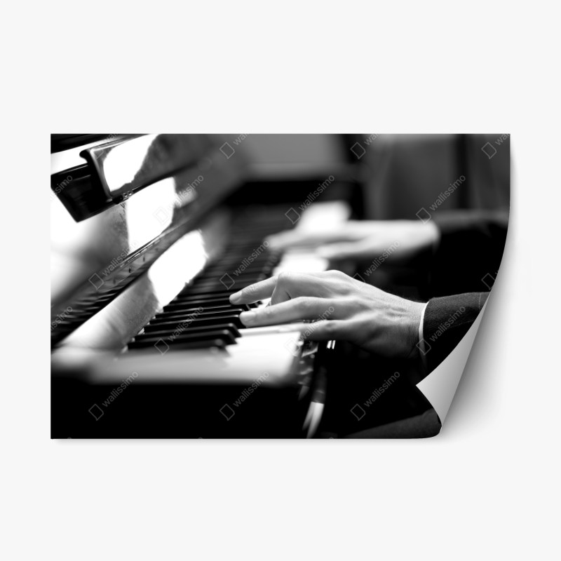 Adesivo riposizionabile eleganza al pianoforte in bianco e nero