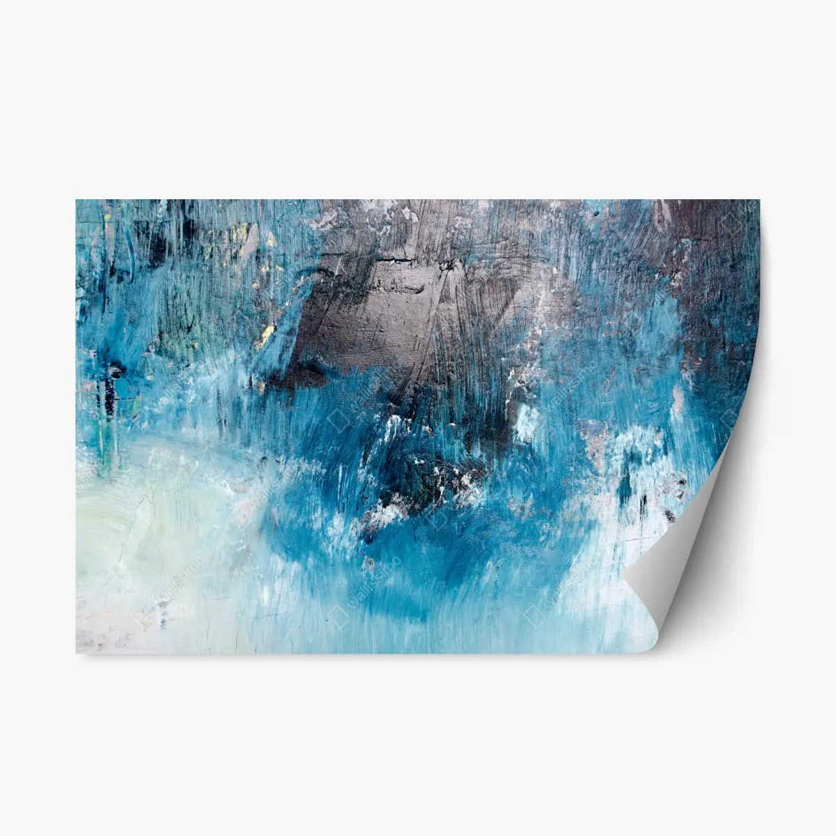 Adesivo riposizionabile marea astratta in blu profondo • Wallissimo®