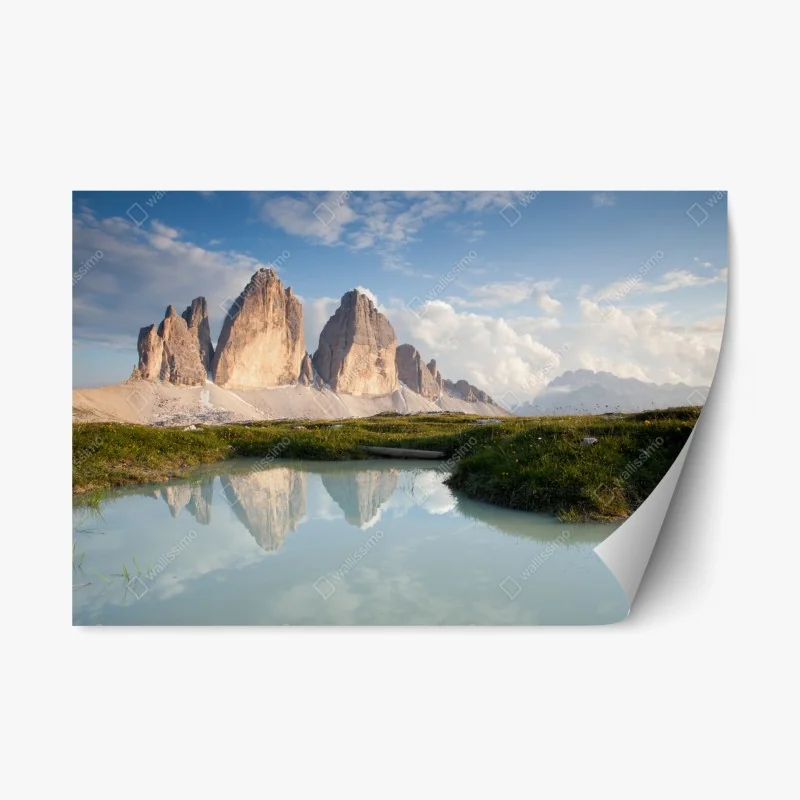 Adesivo riposizionabile Tre Cime di Lavaredo riflesse al tramonto