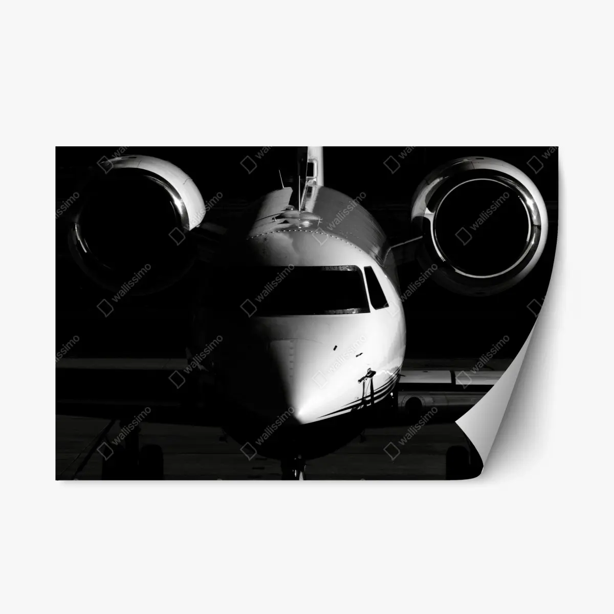 Adesivo riposizionabile jet privato in controluce - silhouette elegante • Wallissimo®