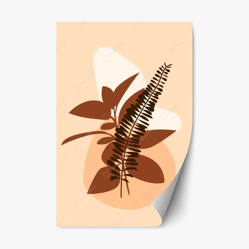Adesivo riposizionabile composizione botanica astratta in toni terracotta