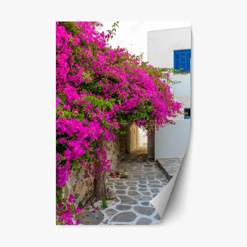 Adesivo riposizionabile angolo fiorito di Naousa, Paros