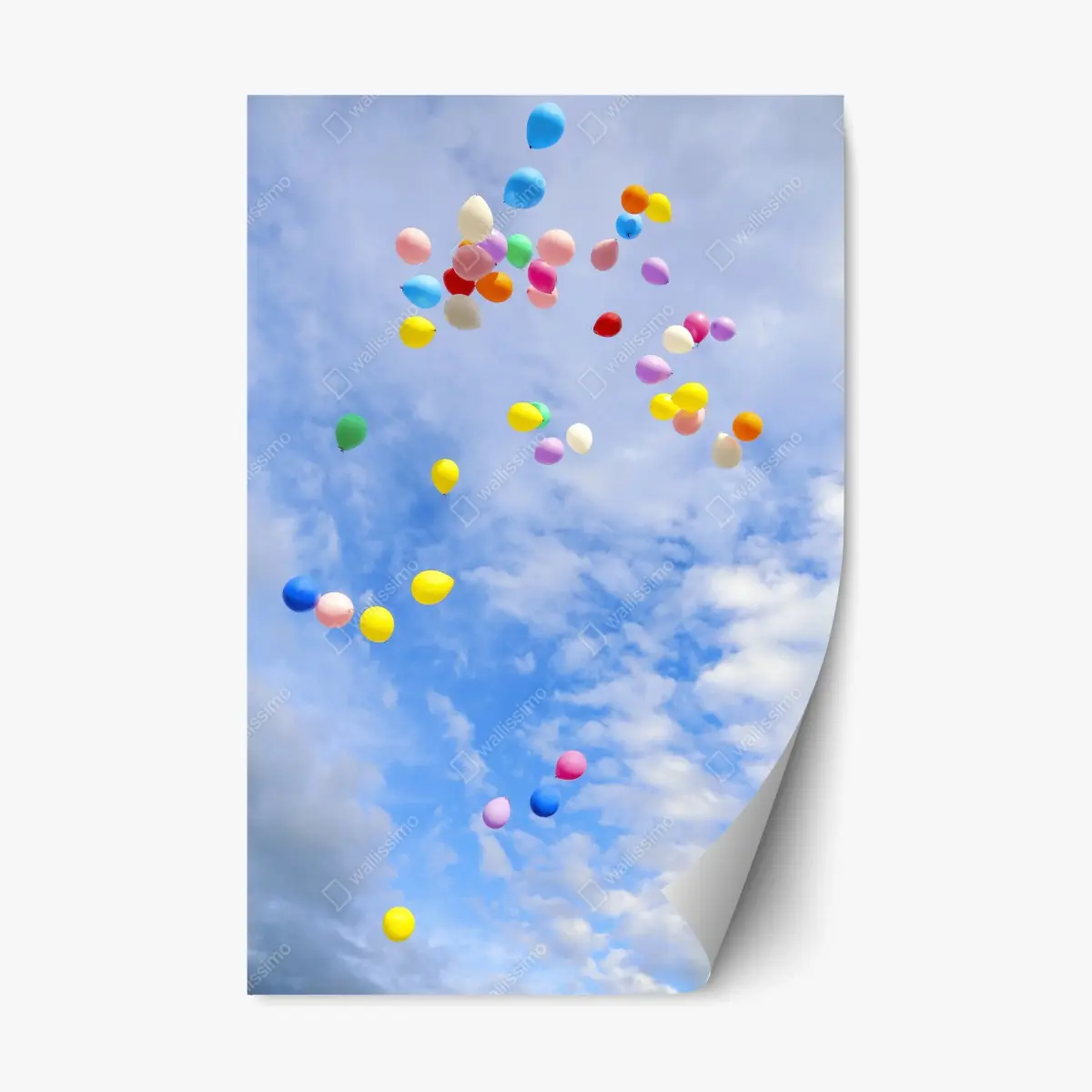 Adesivo riposizionabile palloncini colorati nel cielo • Wallissimo®