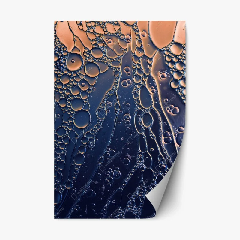 Adesivo riposizionabile astrazione di bolle dorate su sfondo blu