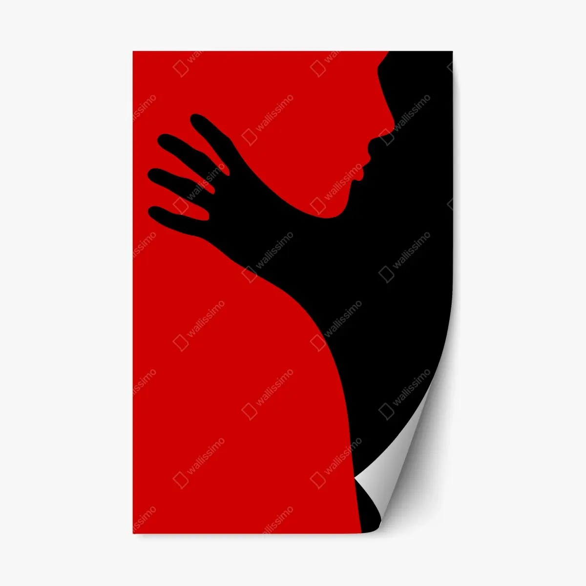 Adesivo riposizionabile silhouette romantica in rosso e nero • Wallissimo®