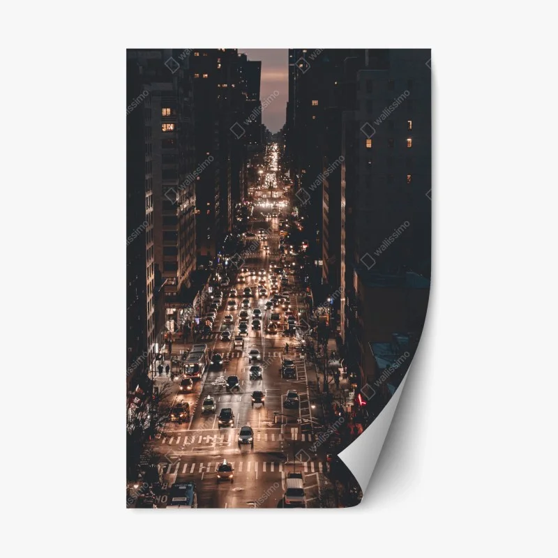 Adesivo riposizionabile notte metropolitana a Manhattan: luci e traffico