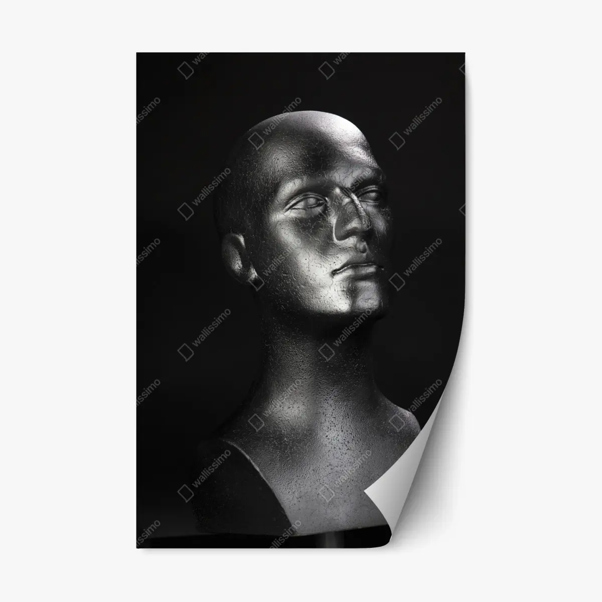 Adesivo riposizionabile busto scultoreo in nero minimalista • Wallissimo®