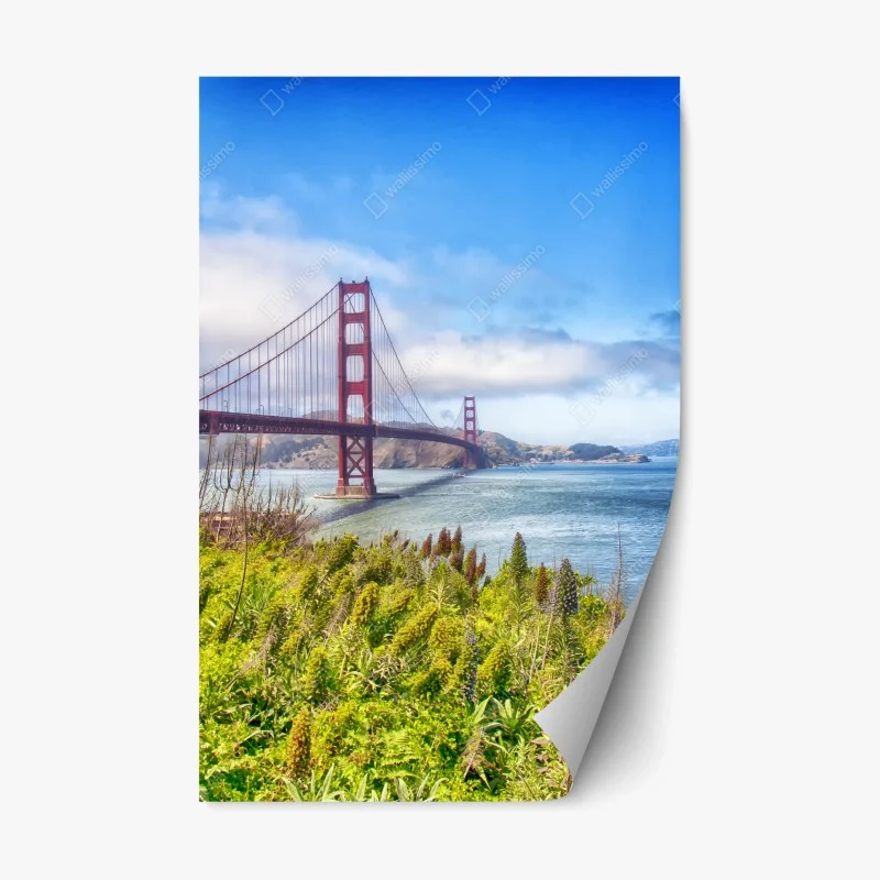 Adesivo riposizionabile tramonto sul Golden Gate a San Francisco • Wallissimo®