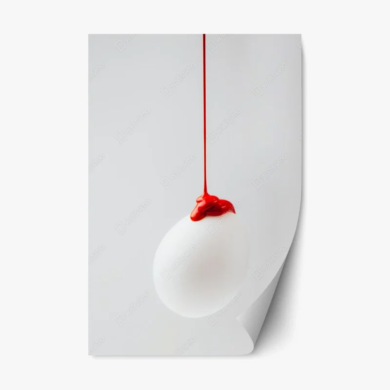Adesivo riposizionabile uovo minimalista con vernice rossa