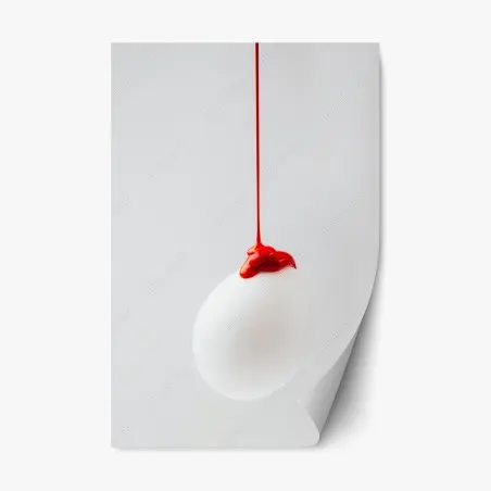 Adesivo riposizionabile uovo minimalista con vernice rossa • Wallissimo®
