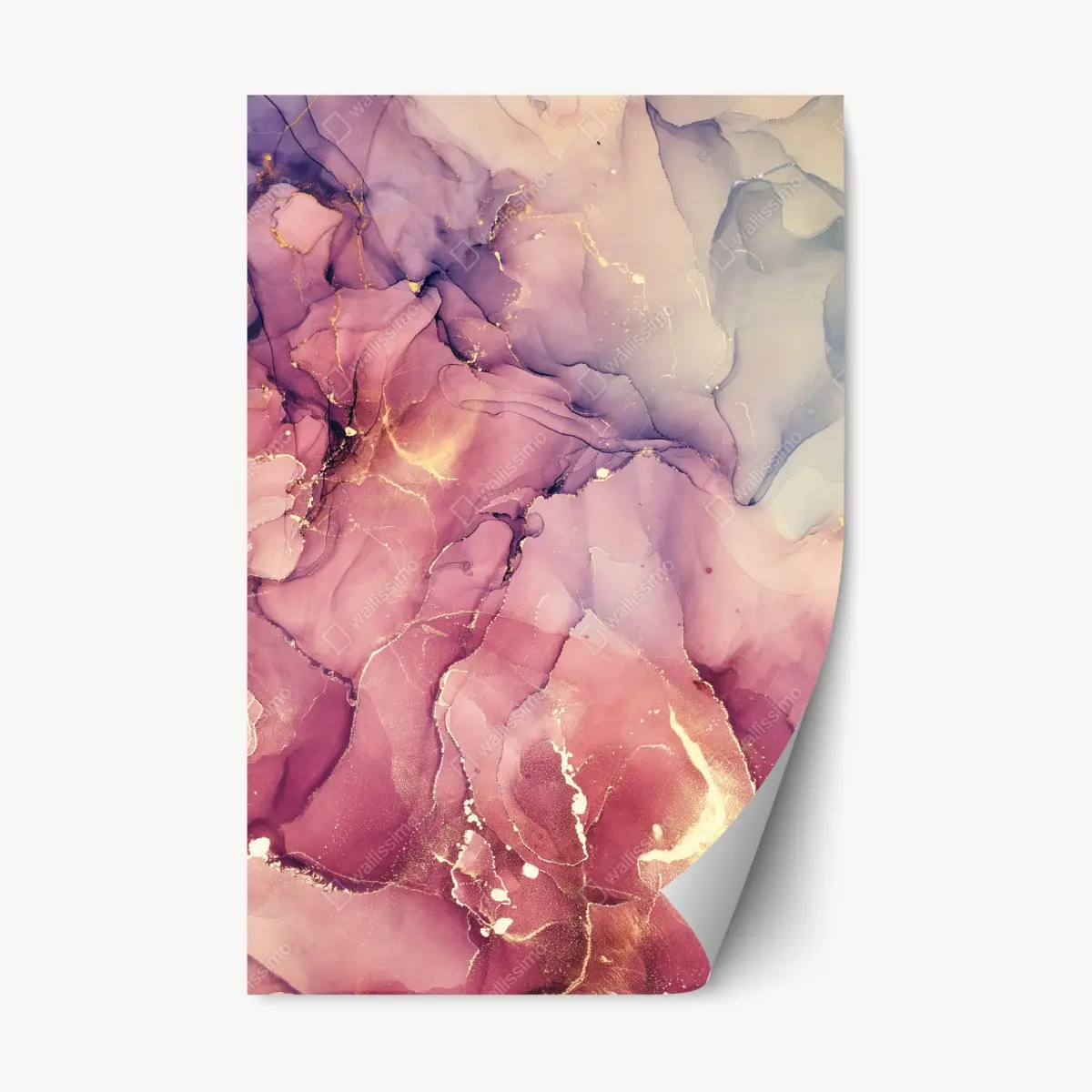 Adesivo riposizionabile marmo liquido rosa e oro • Wallissimo®