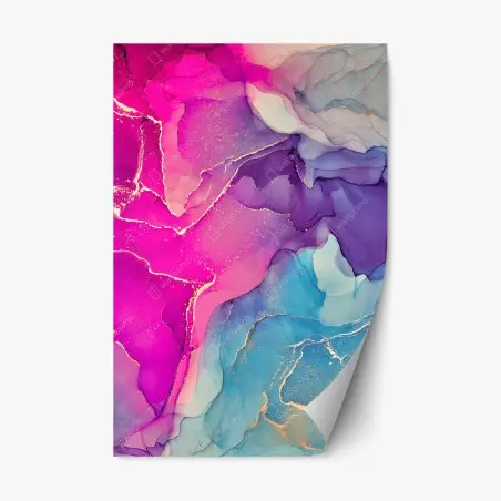 Adesivo riposizionabile sogno liquido: inchiostro alcolico rosa e azzurro • Wallissimo®