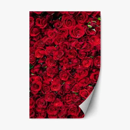Adesivo riposizionabile mosaico di rose rosse per un'atmosfera romantica • Wallissimo®