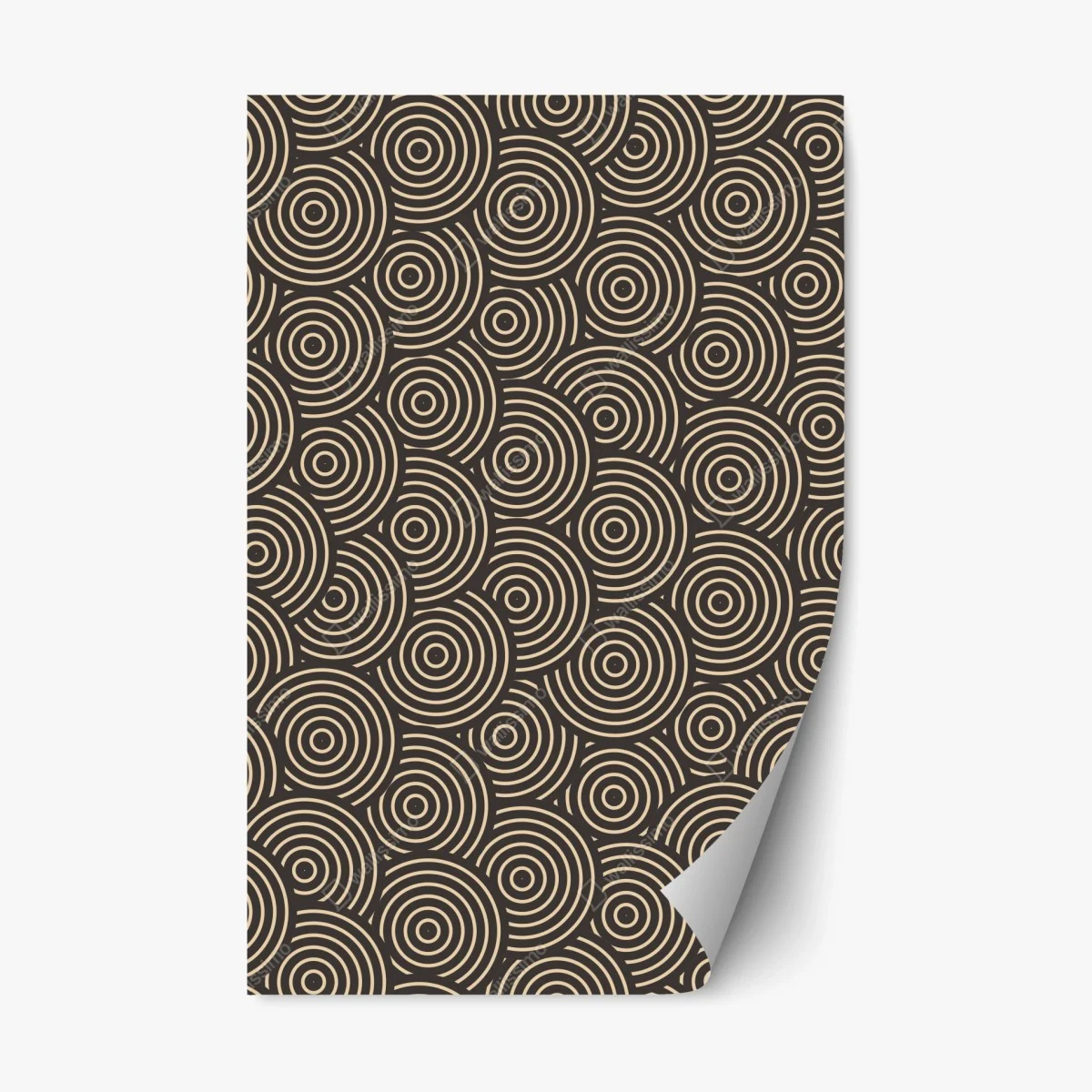 Adesivo riposizionabile motivo a cerchi concentrici beige e marrone • Wallissimo® Adesivo riposizionabile motivo a cerchi concentrici beige e marrone • Wallissimo®